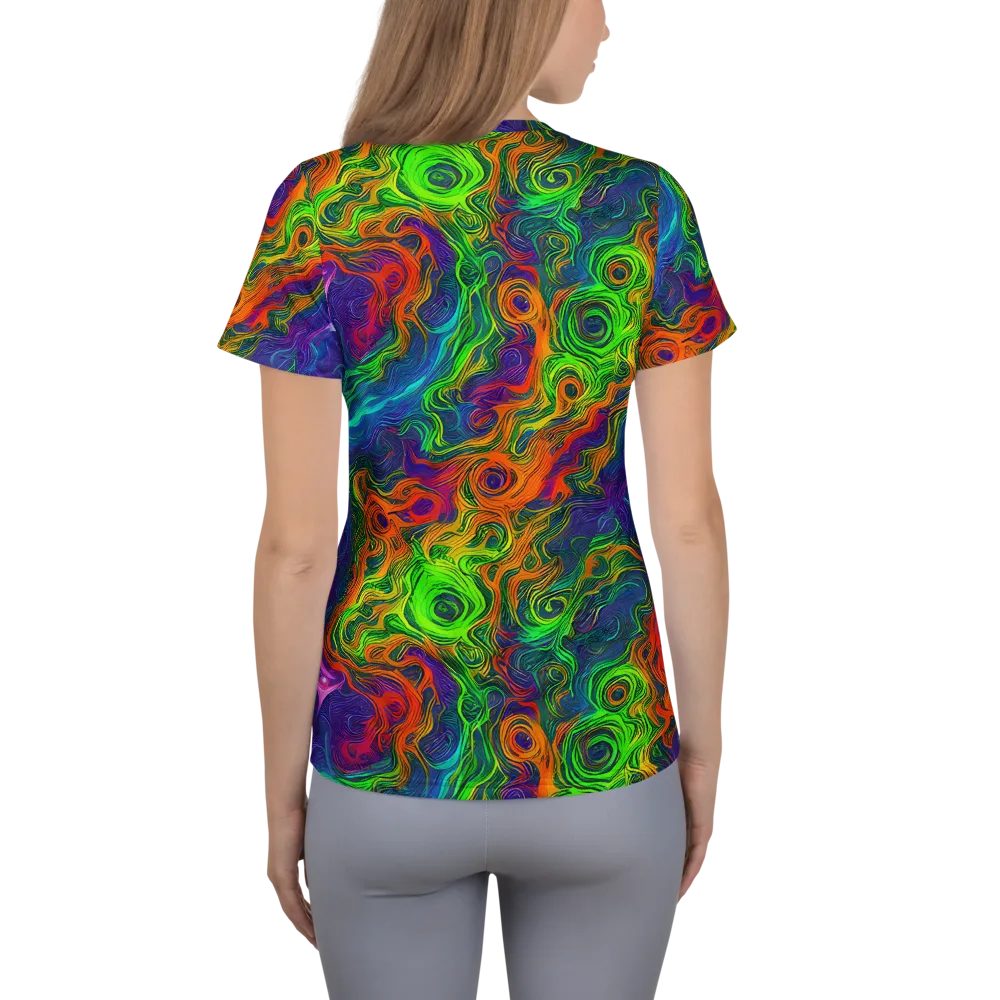 Chromatic Whirl on Women's Athletic T-Shirt — Back