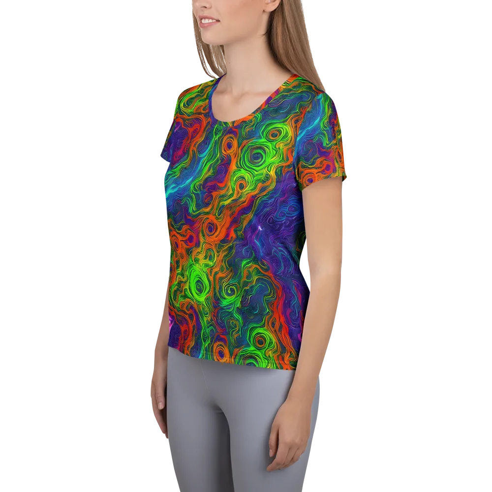 Chromatic Whirl on Women's Athletic T-Shirt — Left