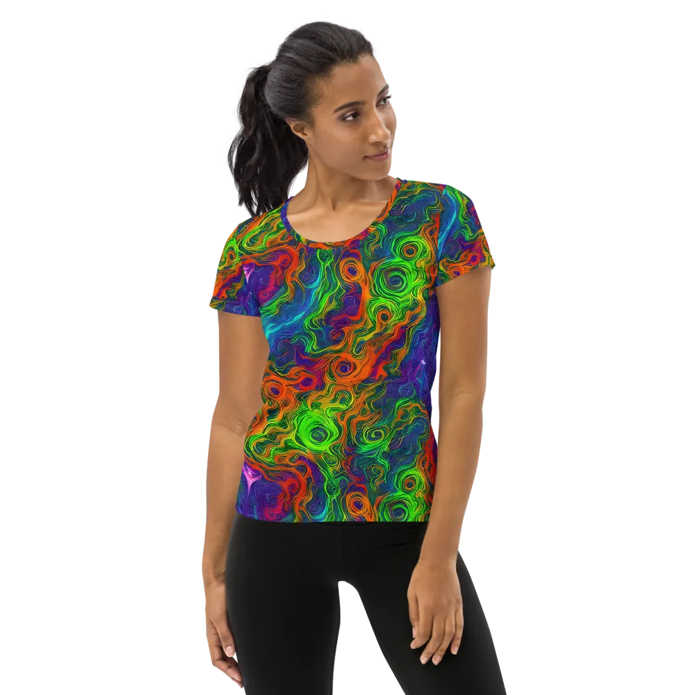 Chromatic Whirl on Women's Athletic T-Shirt — Front