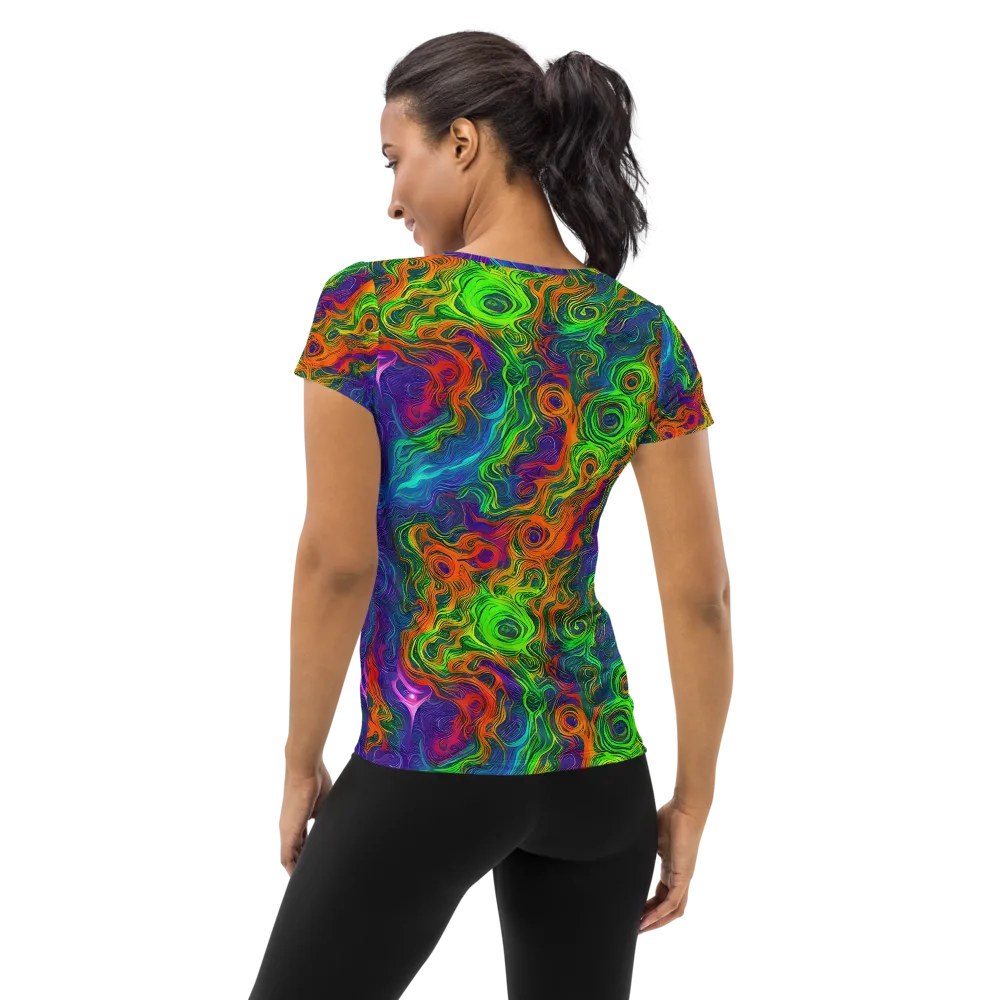 Chromatic Whirl on Women's Athletic T-Shirt — Back