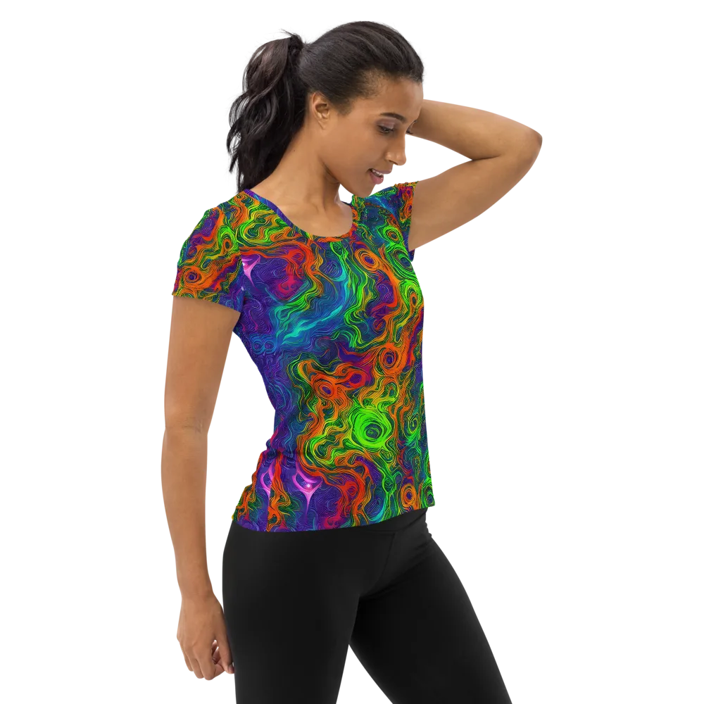 Chromatic Whirl on Women's Athletic T-Shirt — Right