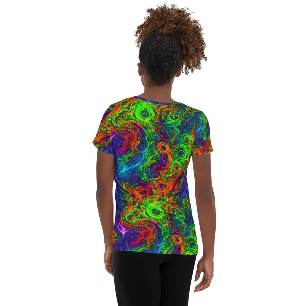 Chromatic Whirl on Women's Athletic T-Shirt — Back
