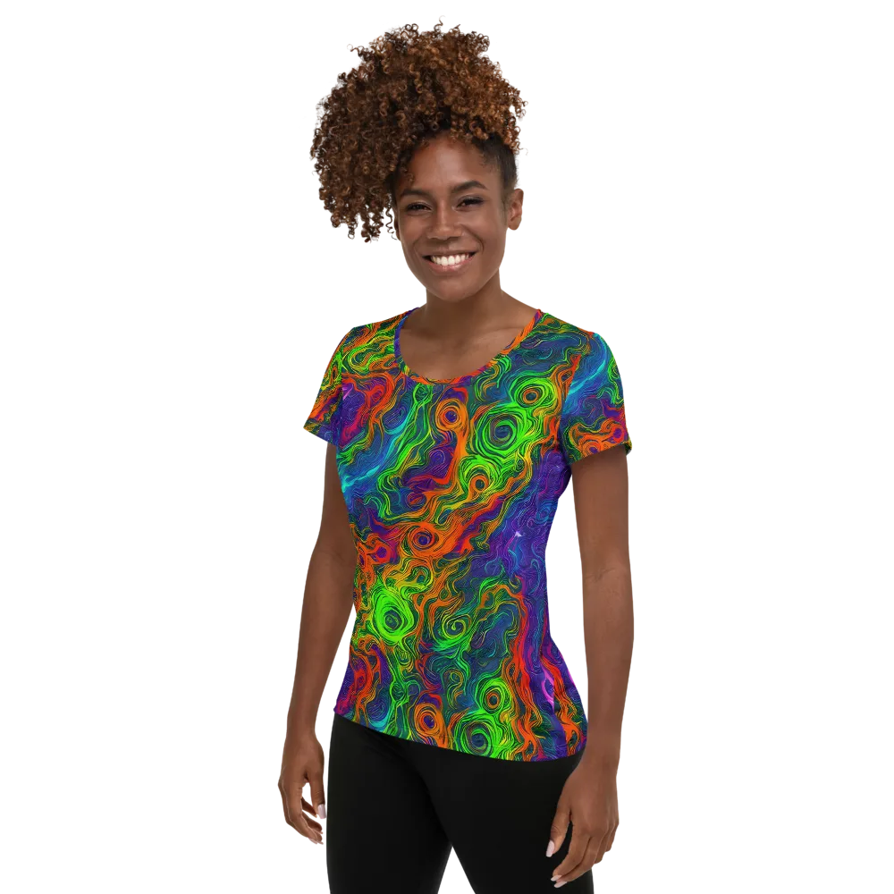 Chromatic Whirl on Women's Athletic T-Shirt — Left