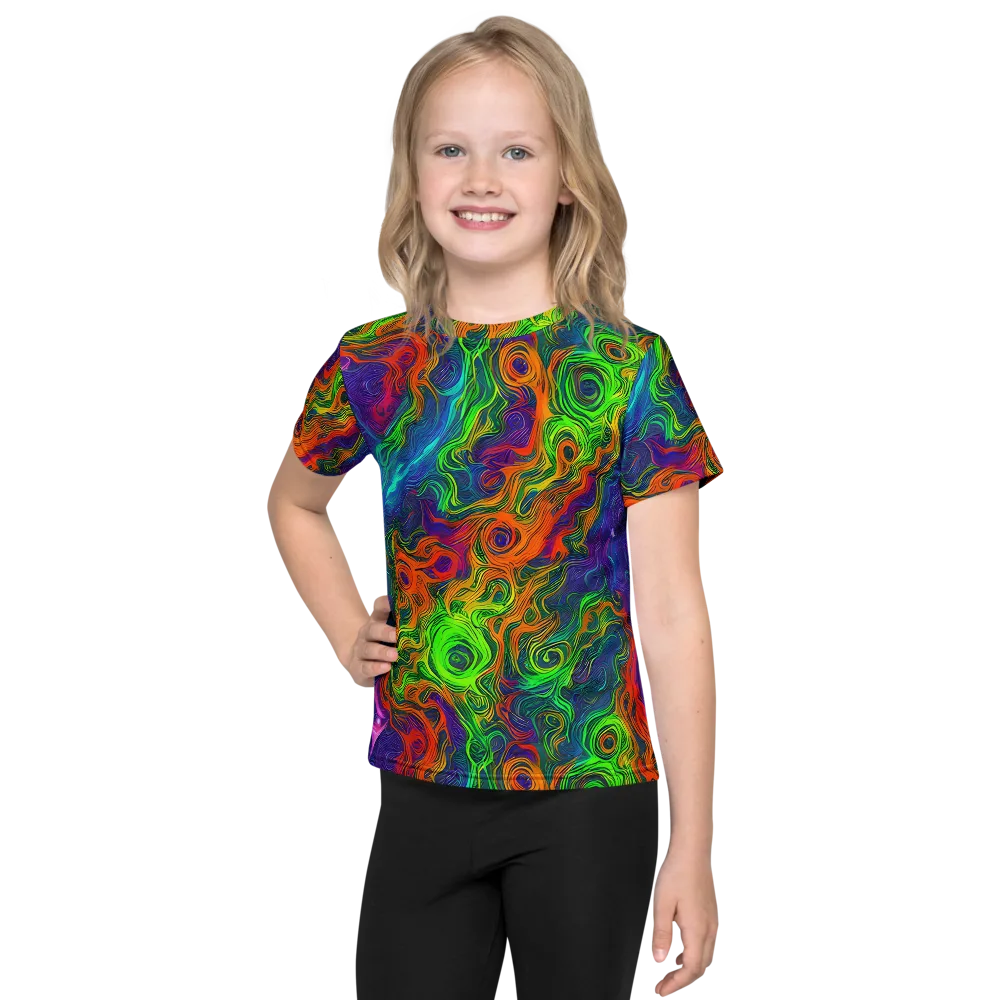 Chromatic Whirl on Kids Crew Neck T-Shirt — Front
