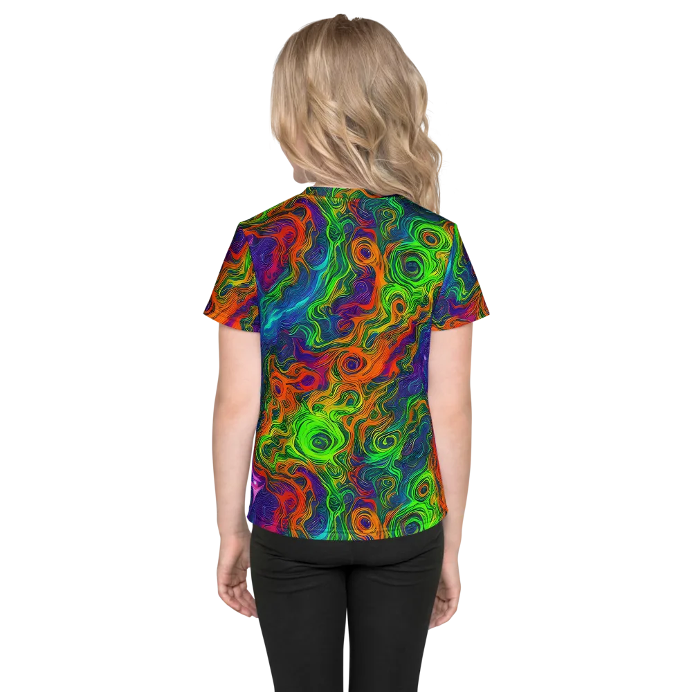 Chromatic Whirl on Kids Crew Neck T-Shirt — Back