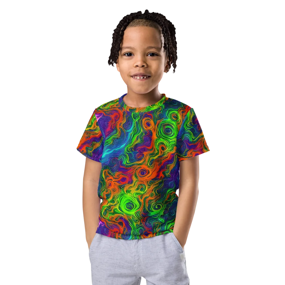Chromatic Whirl on Kids Crew Neck T-Shirt — Front