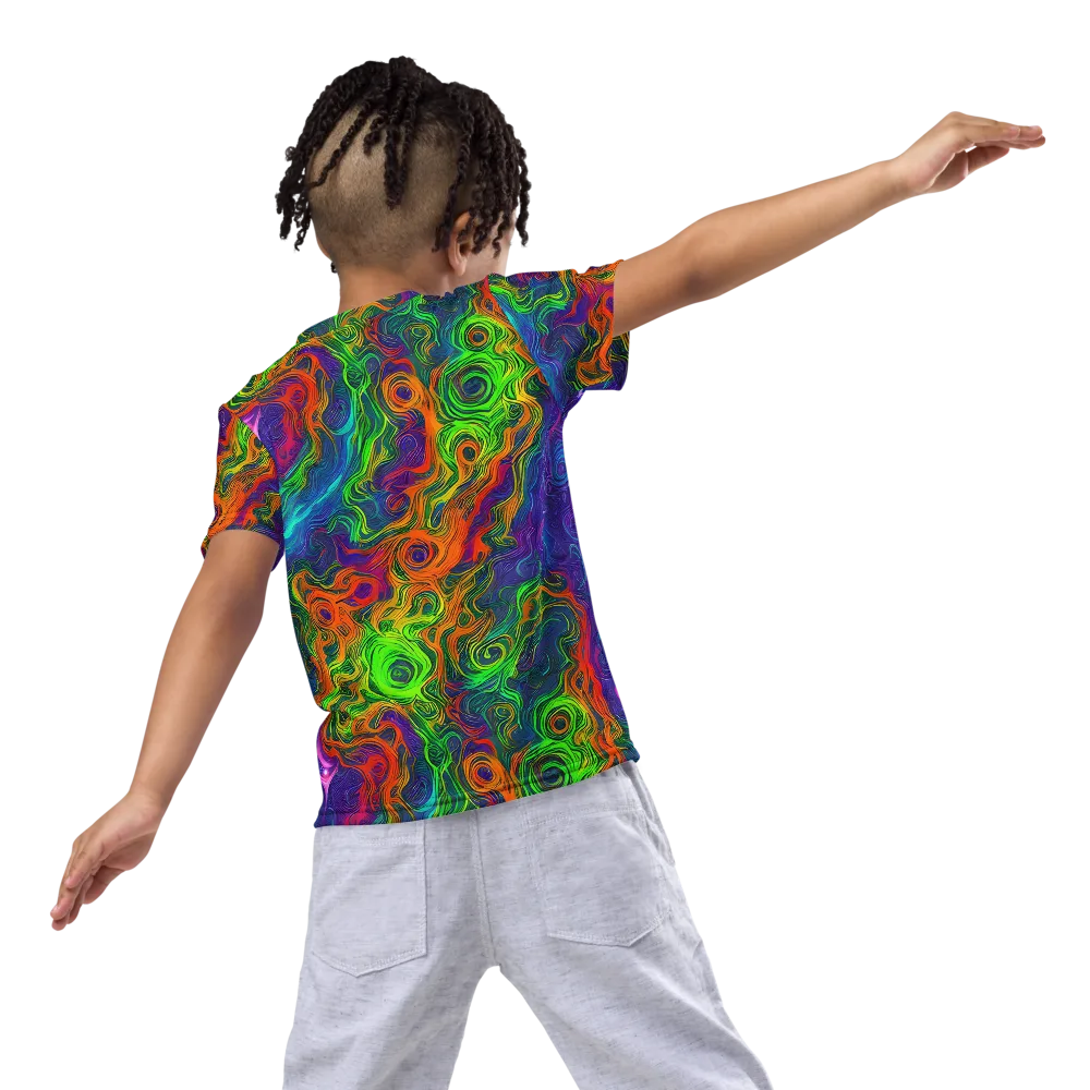 Chromatic Whirl on Kids Crew Neck T-Shirt — Back