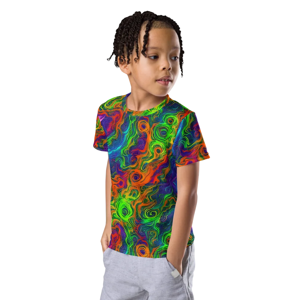Chromatic Whirl on Kids Crew Neck T-Shirt — Left Front