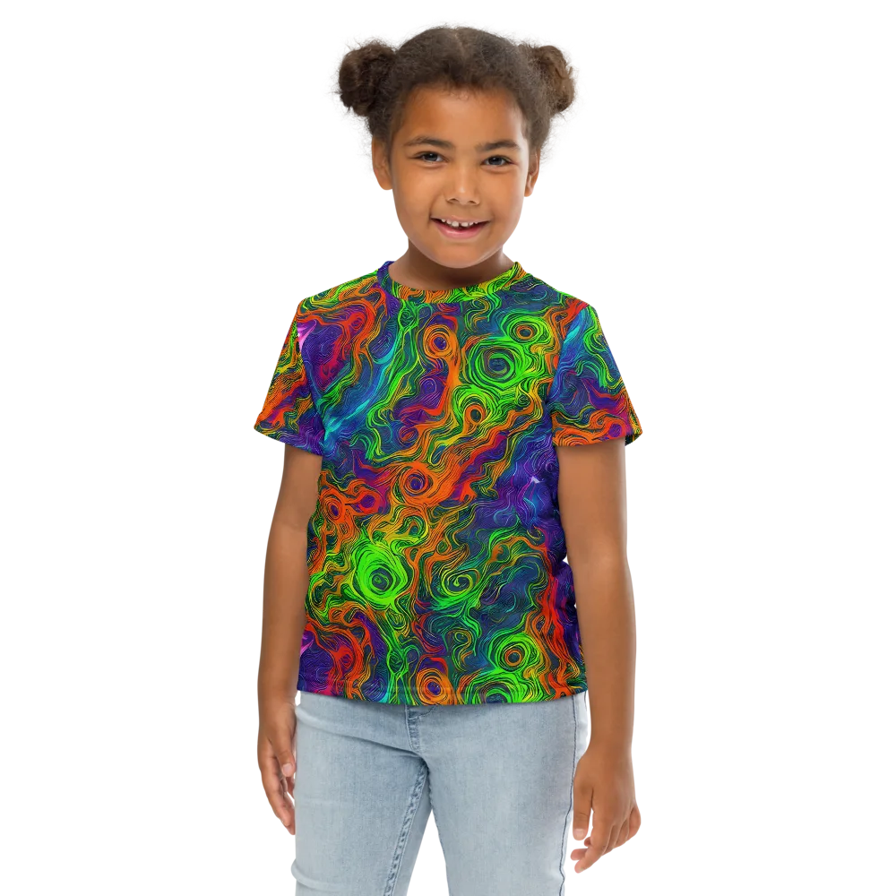 Chromatic Whirl on Kids Crew Neck T-Shirt — Front