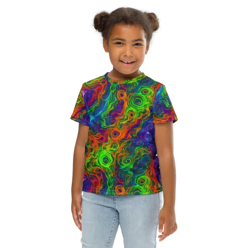 Chromatic Whirl on a Kids Crew Neck T-Shirt