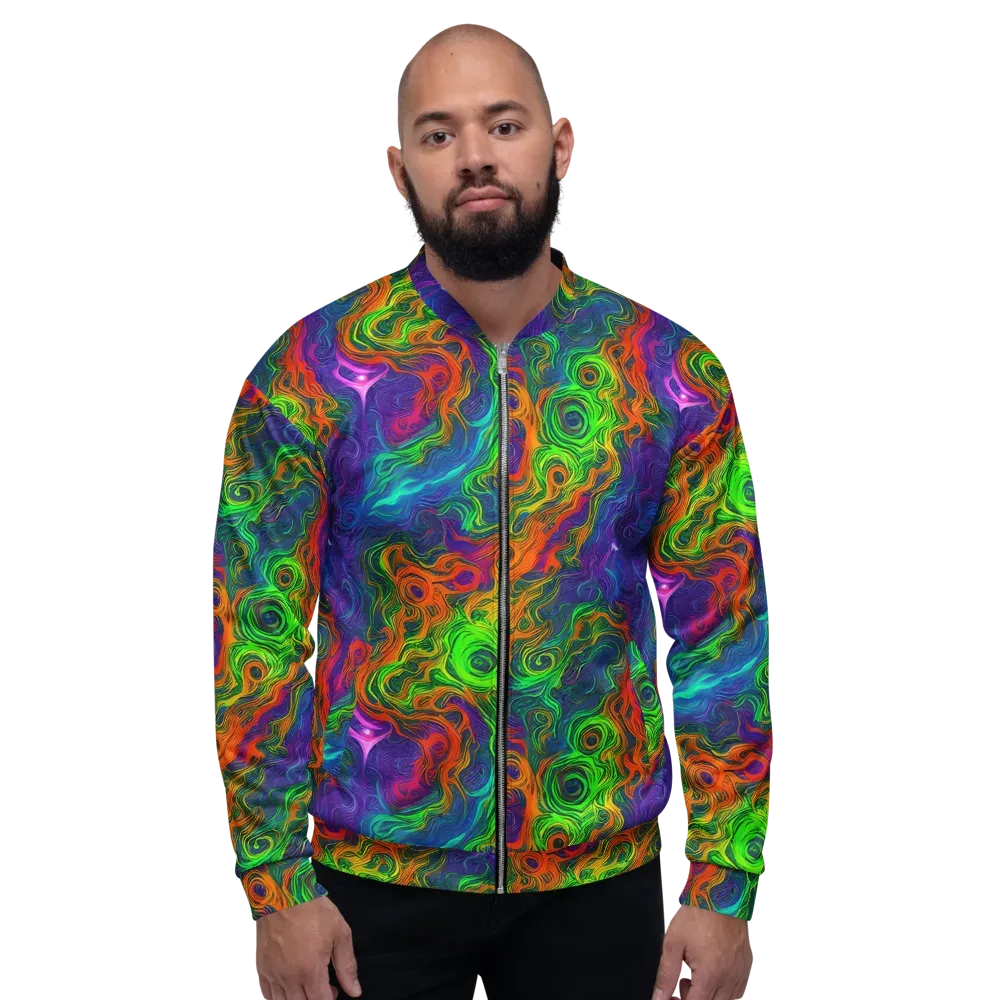 Chromatic Whirl on Bomber Jacket — Front