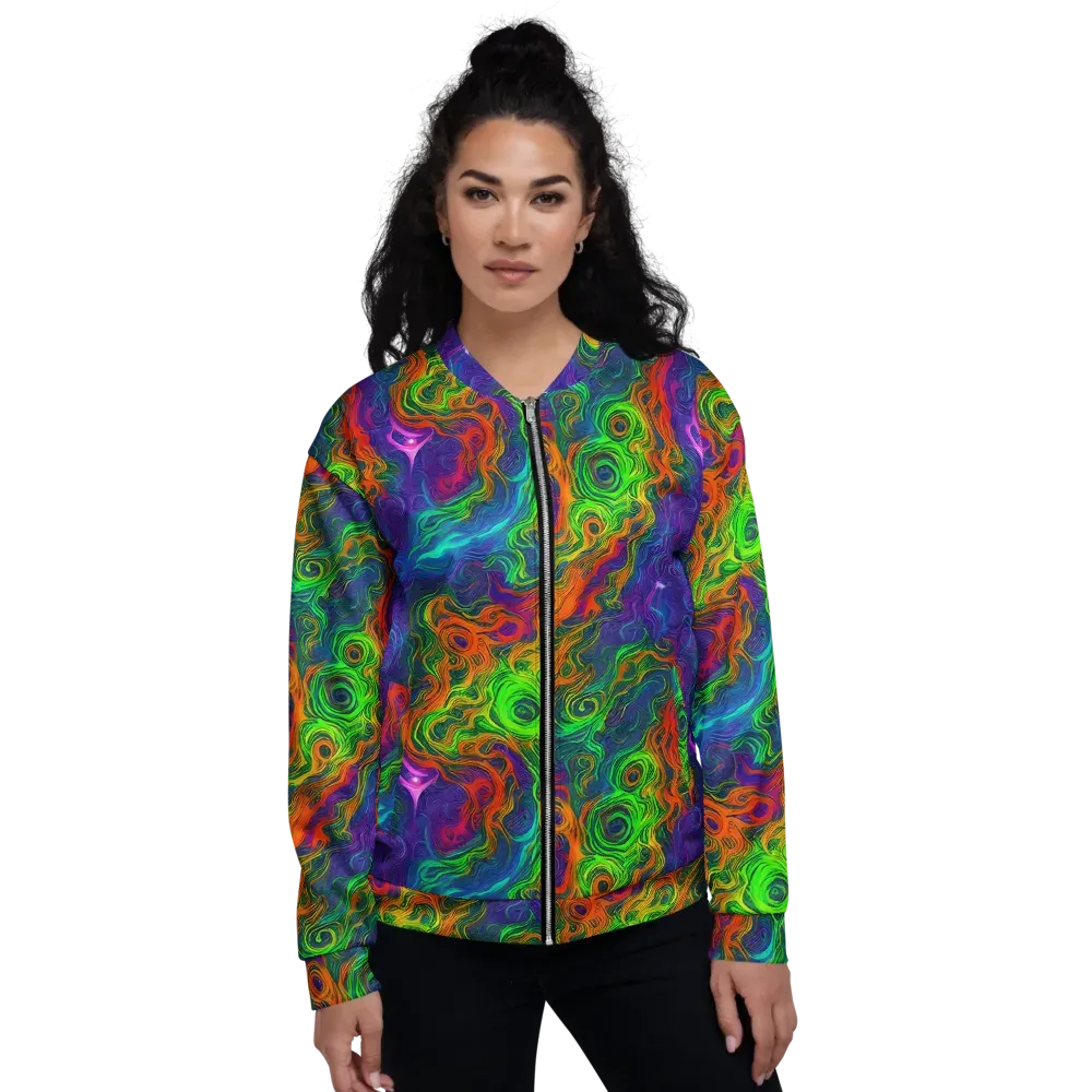 Chromatic Whirl on Bomber Jacket — Front
