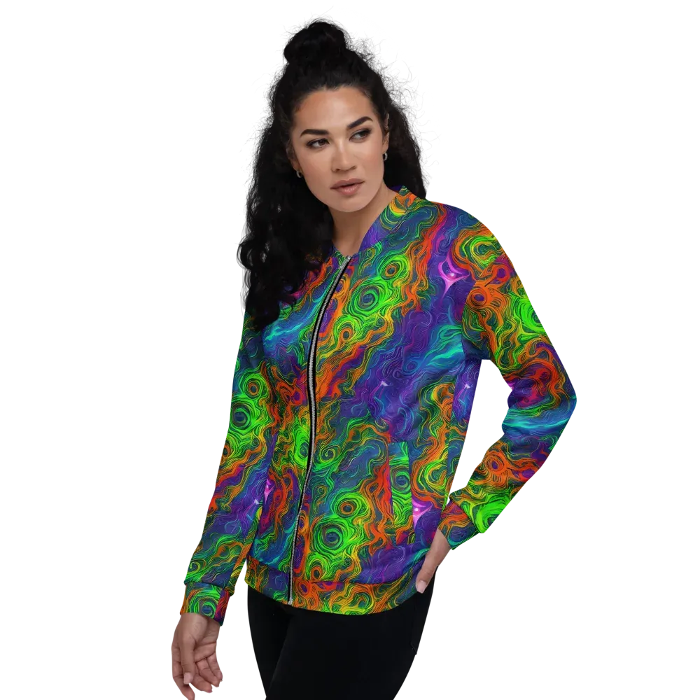 Chromatic Whirl on Bomber Jacket — Left