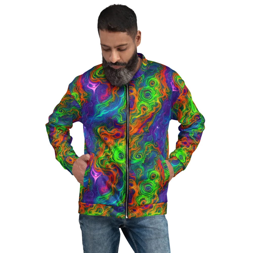 Chromatic Whirl on Bomber Jacket — Front