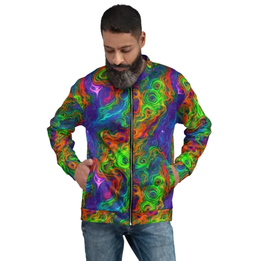 Chromatic Whirl on a Bomber Jacket