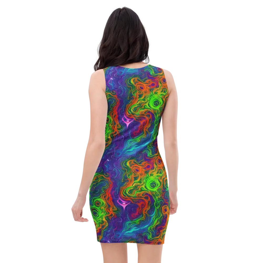 Chromatic Whirl on Bodycon Dress — Back