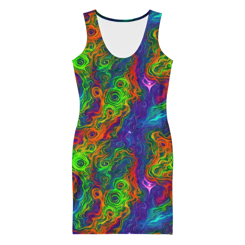 Chromatic Whirl on Bodycon Dress — Front