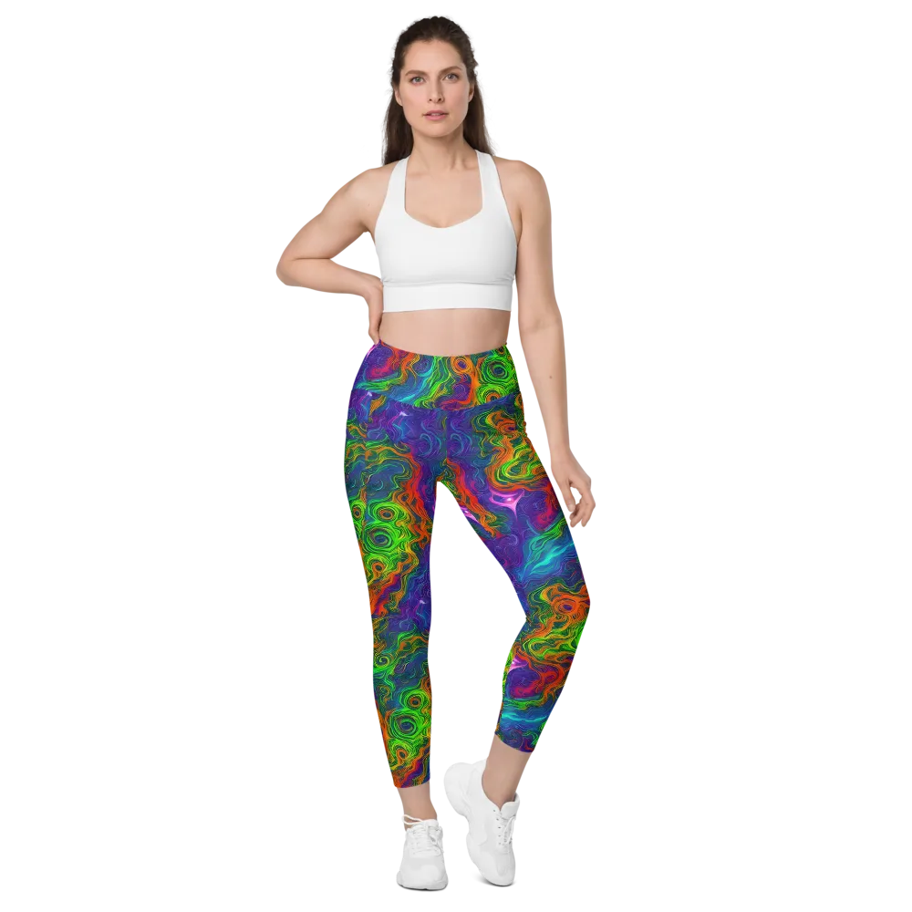 Chromatic Whirl on Leggings with Pockets — Front
