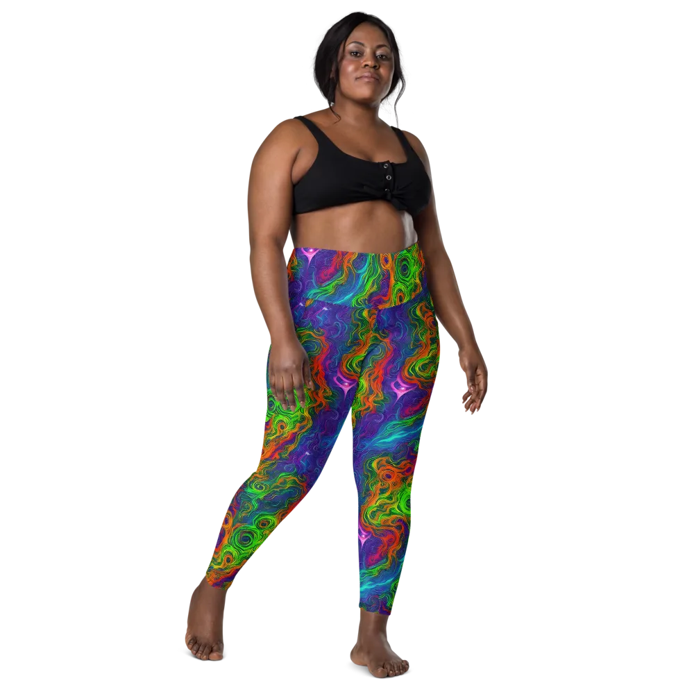 Chromatic Whirl on Leggings with Pockets — Front