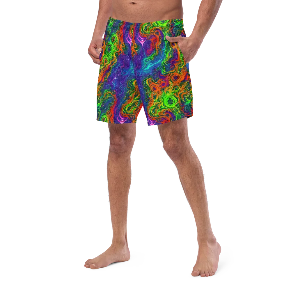Chromatic Whirl on Swim Trunks — Left Front
