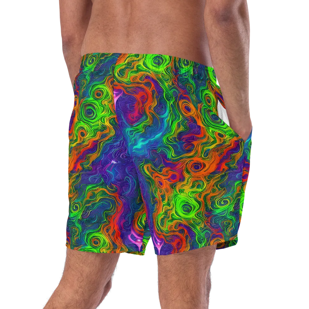 Chromatic Whirl on Swim Trunks — Right Back