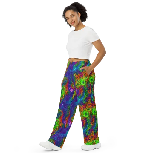 Chromatic Whirl on a Wide-Leg Pants