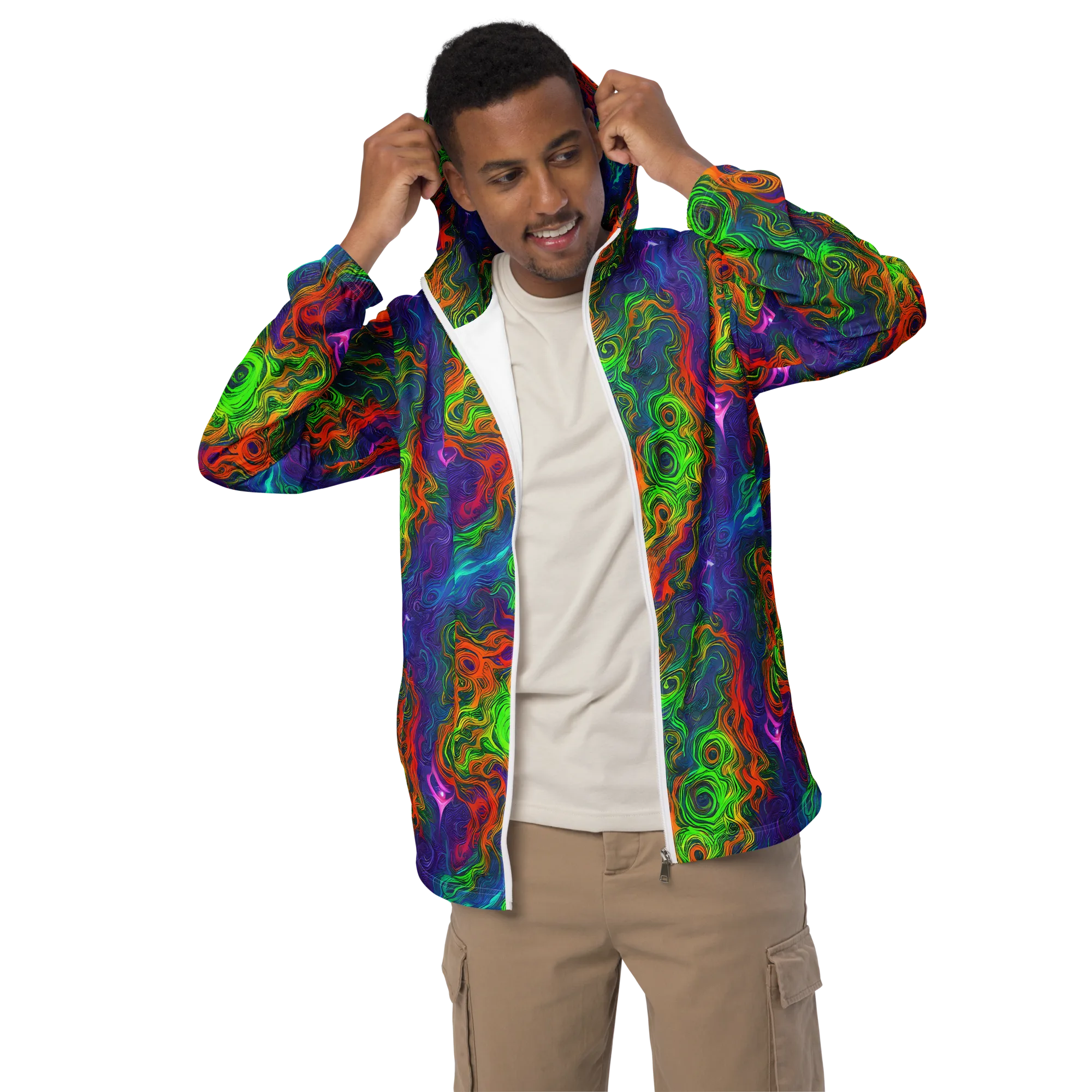 Chromatic Whirl on Men's Windbreaker — Front
