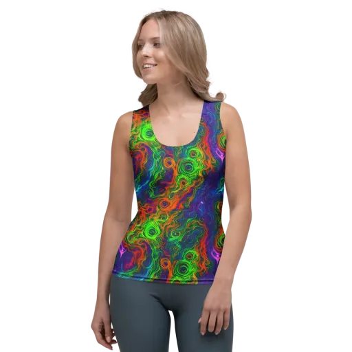 Chromatic Whirl on a Women's Tank Top