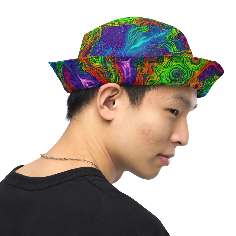Chromatic Whirl on Reversible Bucket Hat — Right Outside