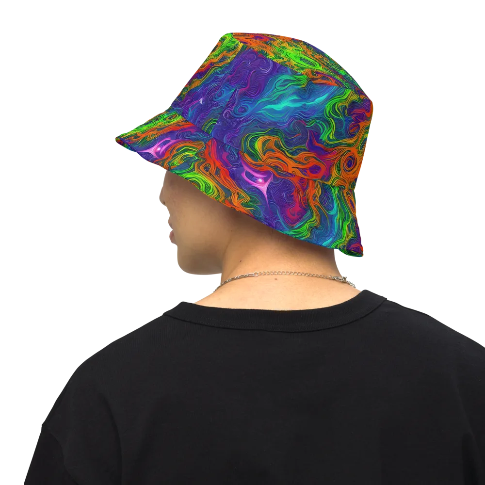 Chromatic Whirl on Reversible Bucket Hat — Back Inside