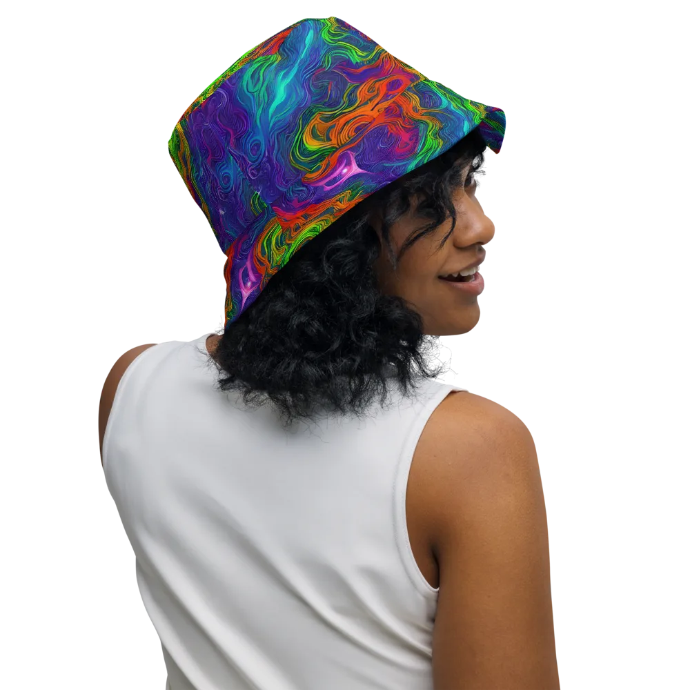 Chromatic Whirl on Reversible Bucket Hat — Right Outside