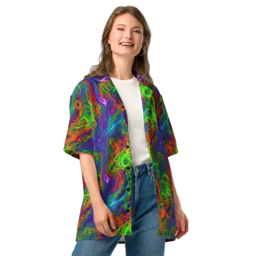 Chromatic Whirl on a Button Shirt