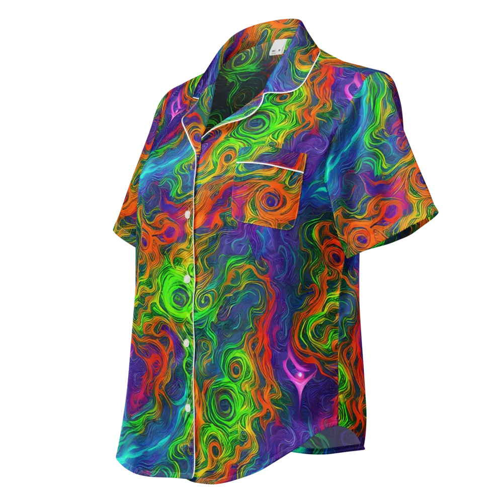 Chromatic Whirl on Women's Short Sleeve Pajama Top — Left Front