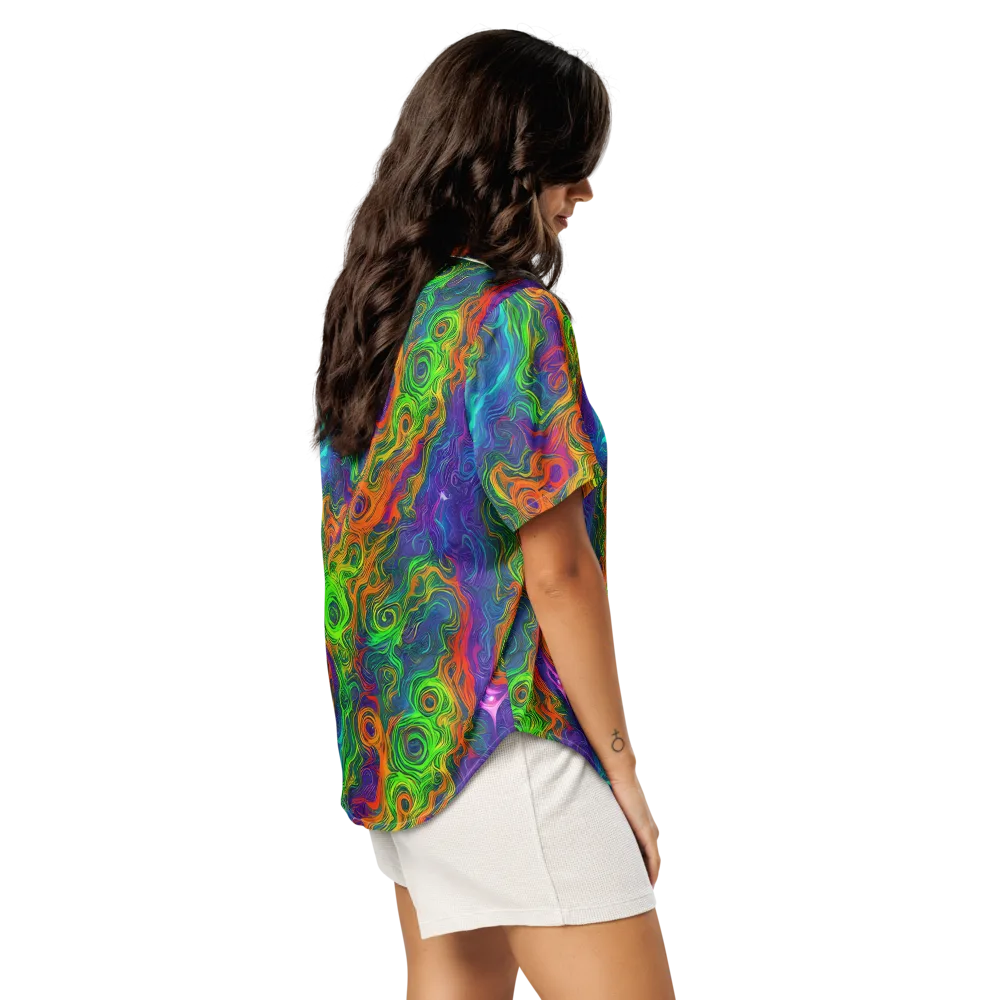 Chromatic Whirl on Women's Short Sleeve Pajama Top — Right Back