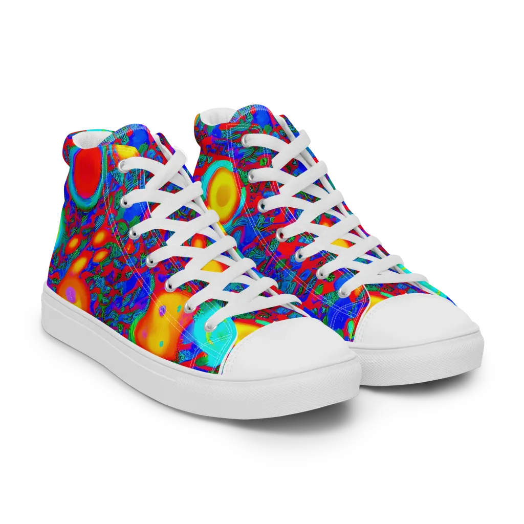 Electric Organism on Men's High Top Canvas Shoes — Right Front