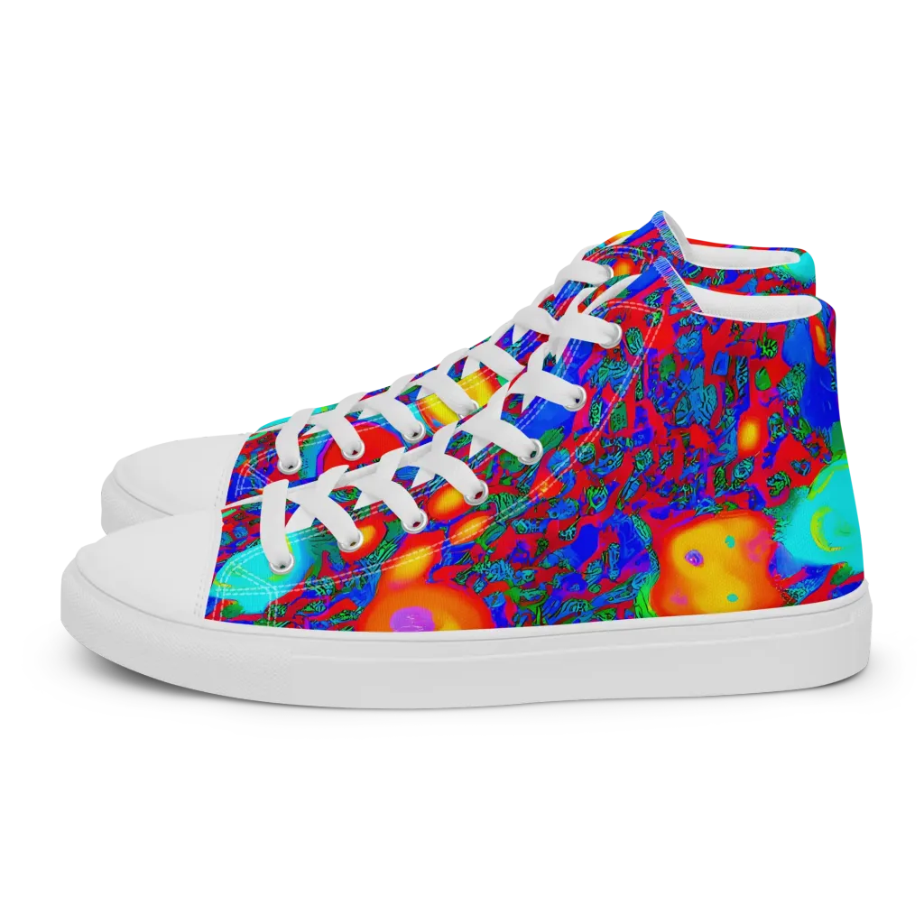 Electric Organism on Men's High Top Canvas Shoes — Left