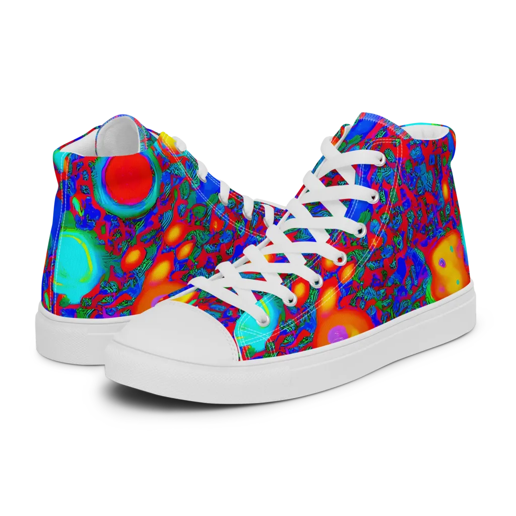 Electric Organism on Men's High Top Canvas Shoes — Left