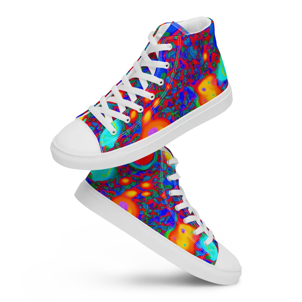 Electric Organism on Men's High Top Canvas Shoes — Front