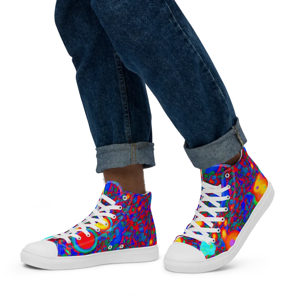 Electric Organism on Men's High Top Canvas Shoes — Left
