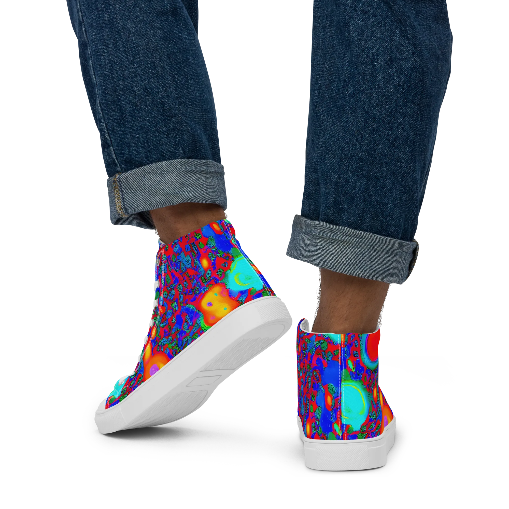 Electric Organism on Men's High Top Canvas Shoes — Back