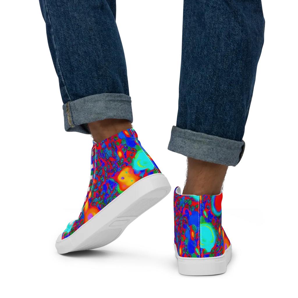Electric Organism on Men's High Top Canvas Shoes — Back
