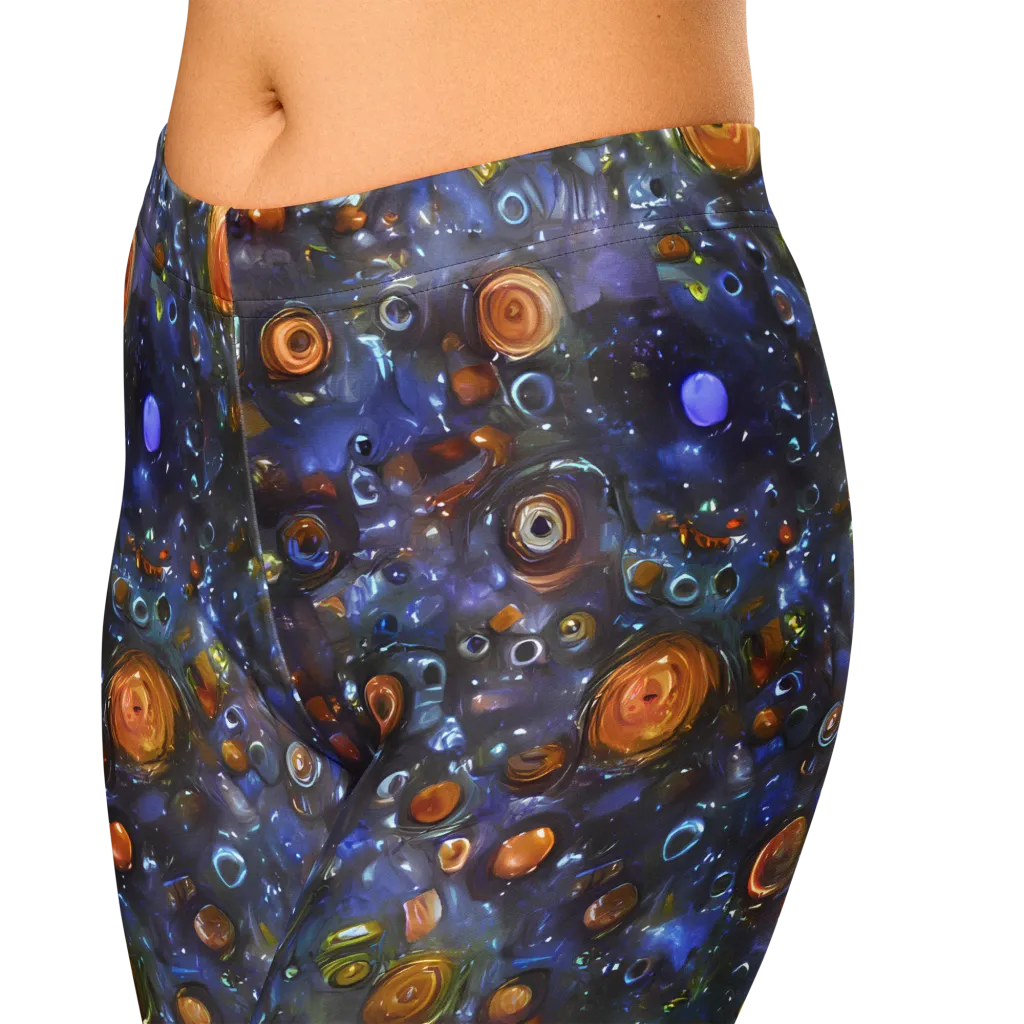 Blue Nebula on Capri Leggings — Zoomed-in