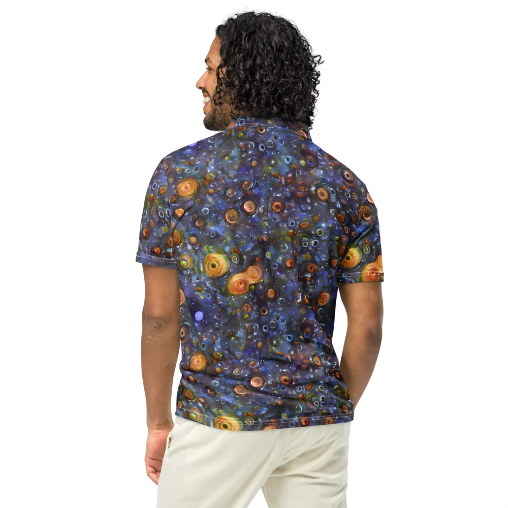 Blue Nebula on Men's Slim Fit Polo Shirt — Back
