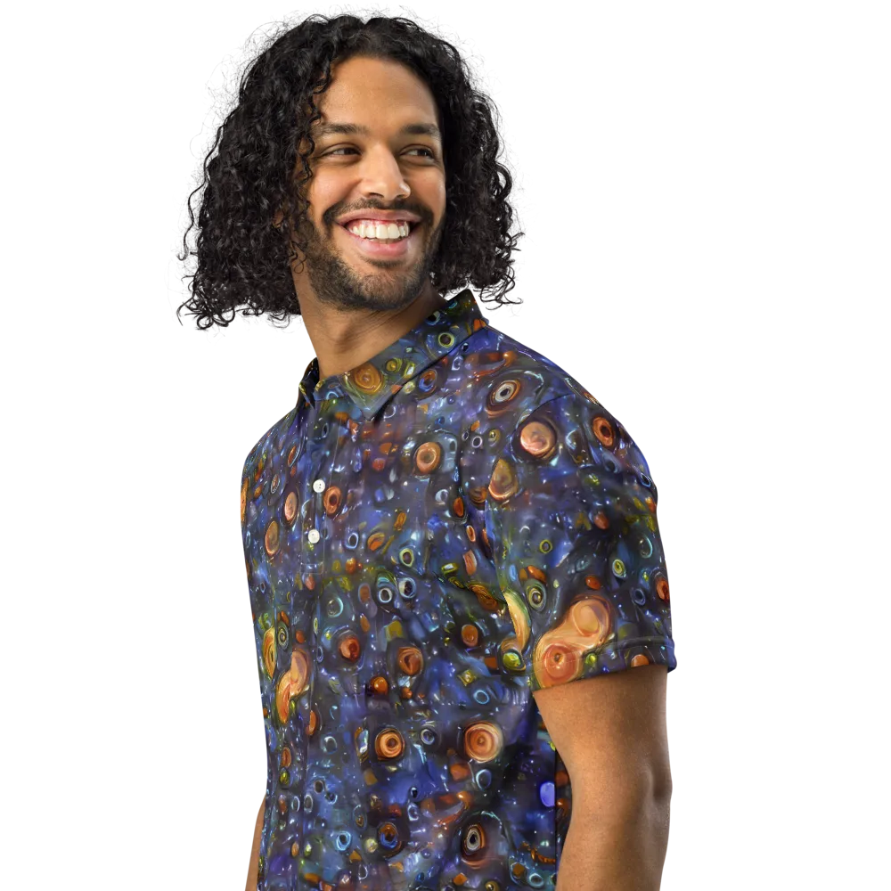 Blue Nebula on Men's Slim Fit Polo Shirt — Left Front