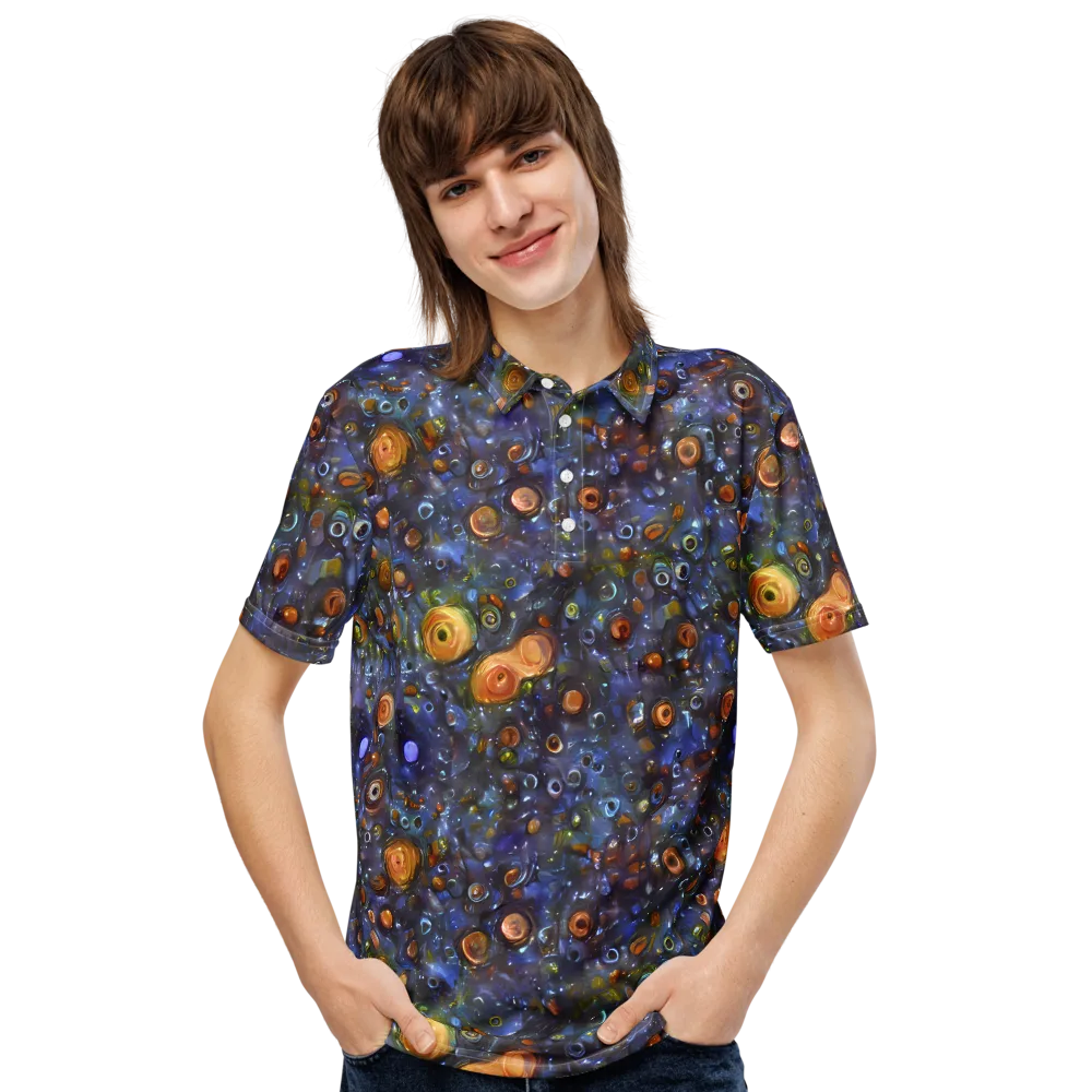 Blue Nebula on Men's Slim Fit Polo Shirt — Front
