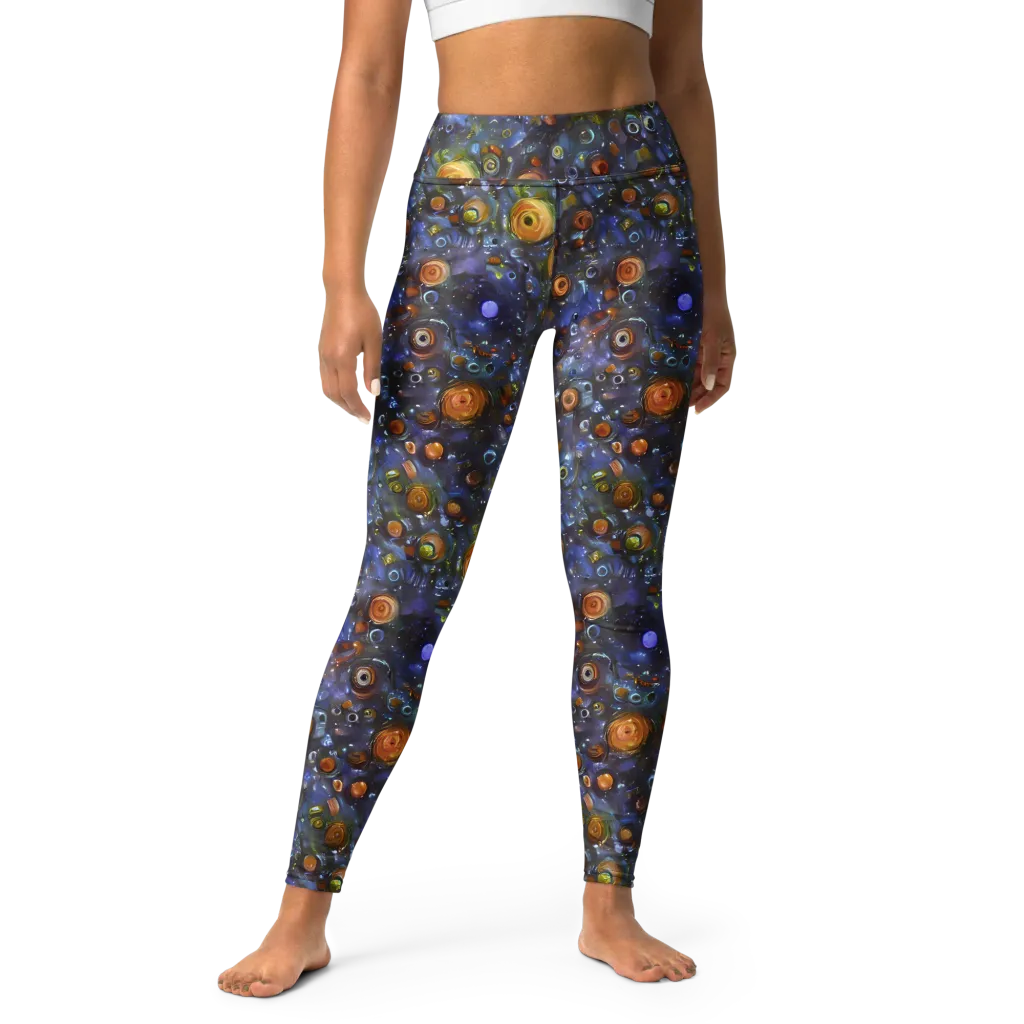 Blue Nebula on Yoga Leggings — Front