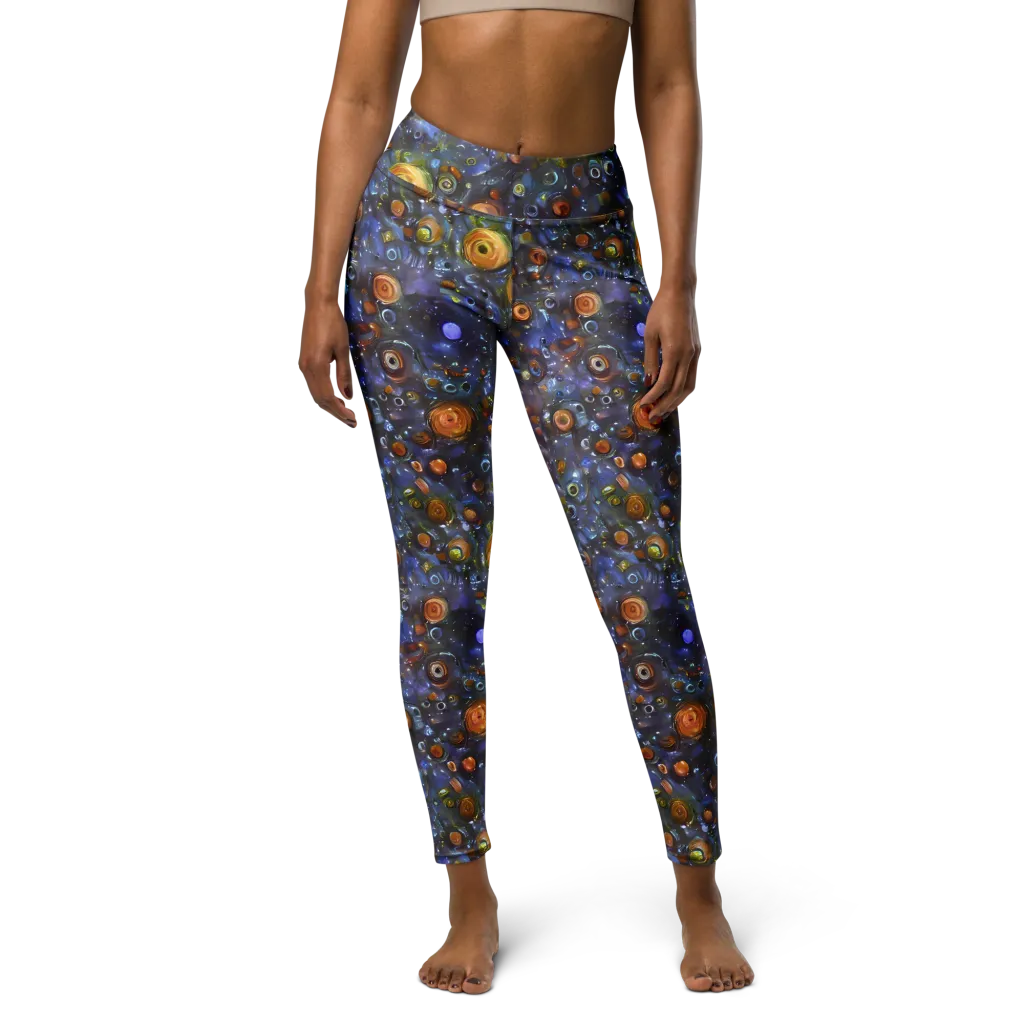 Blue Nebula on Yoga Leggings — Front