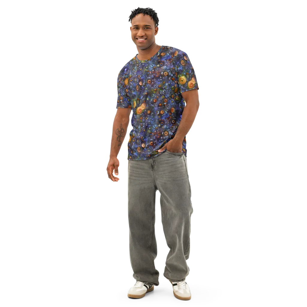 Blue Nebula on Men's Cotton Crew Neck T-Shirt — Front