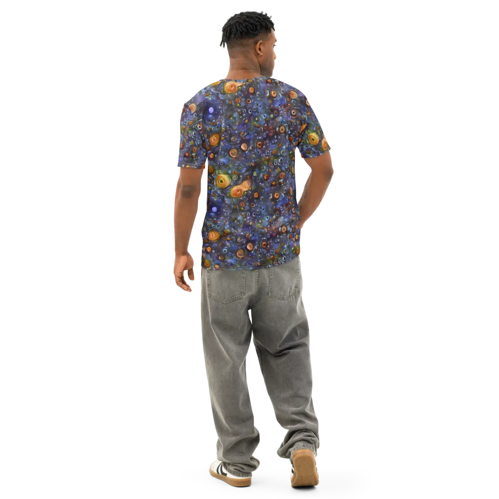 Blue Nebula on Men's Cotton Crew Neck T-Shirt — Back
