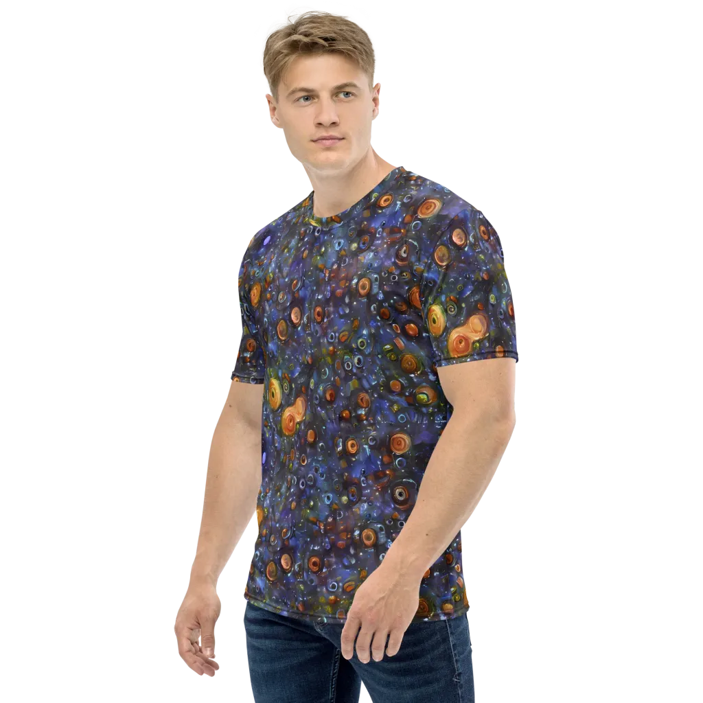 Blue Nebula on Men's Crew Neck T-Shirt — Left